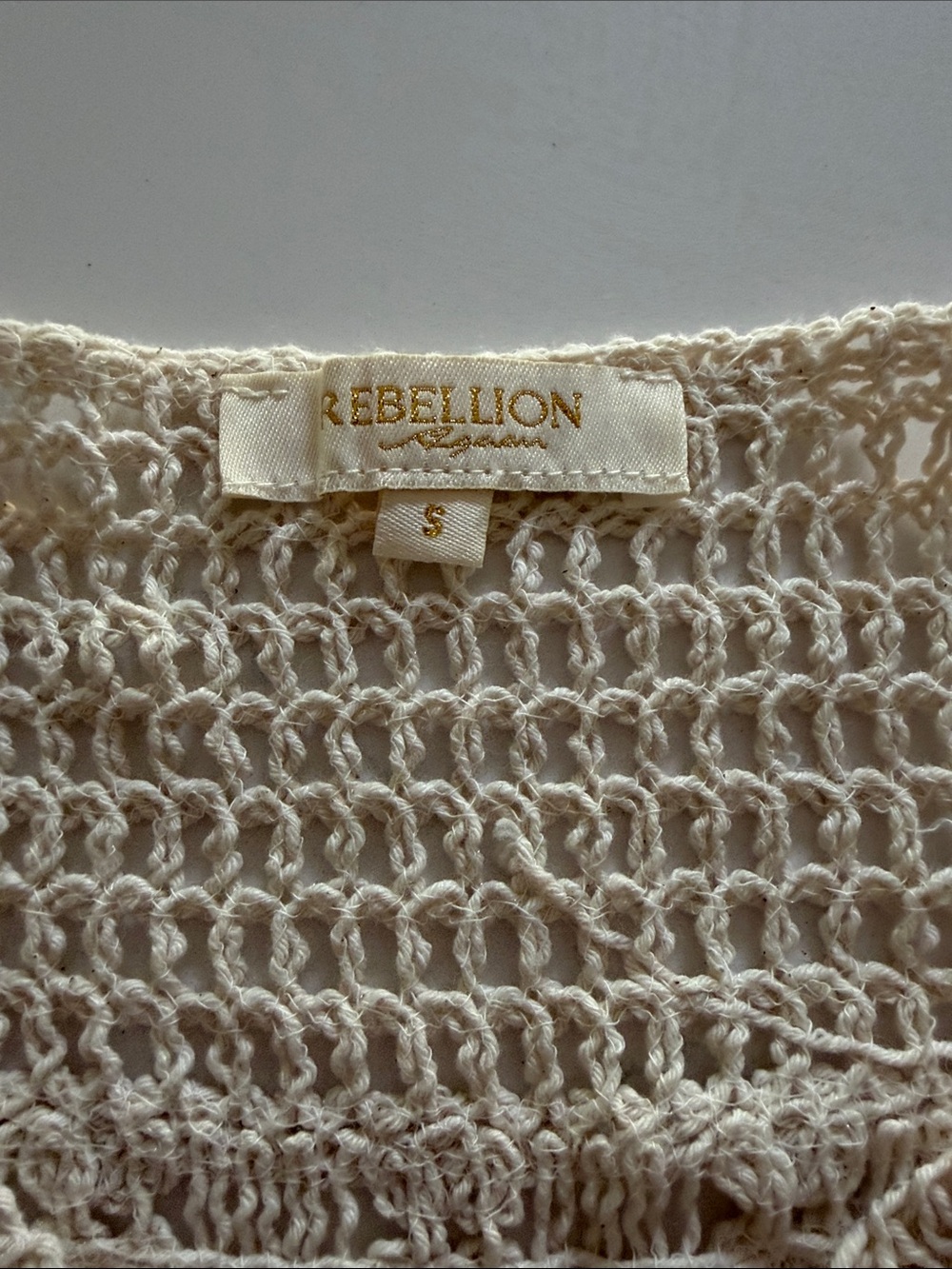 Rebellion Crochet Button-Front Cream Cardigan - Size S, BOHO, Cottage Core - Picture 6 of 9
